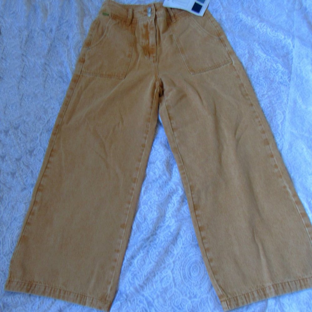 C$170 FRNCH Jeans High Rise Wide Leg Denim Women size 27,color:Mango